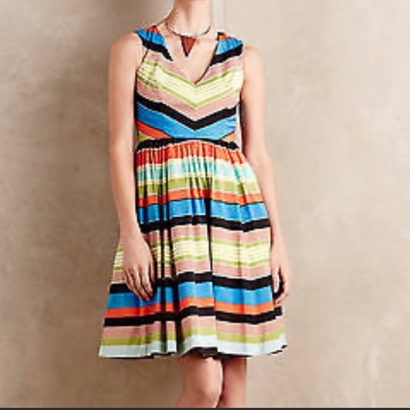 Anthro Tracy Reese Boardwalk Striped Sleeveless Silk Blend Dress - Picture 2 of 15